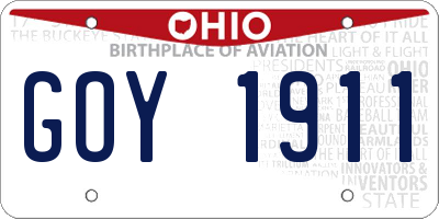 OH license plate GOY1911