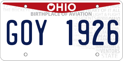OH license plate GOY1926