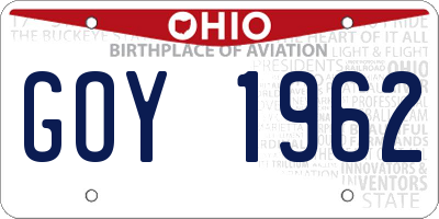 OH license plate GOY1962