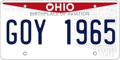 OH license plate GOY1965