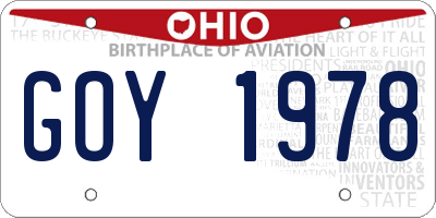 OH license plate GOY1978