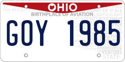 OH license plate GOY1985