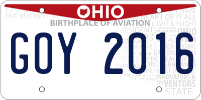 OH license plate GOY2016