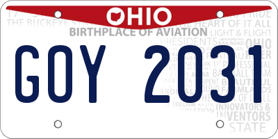 OH license plate GOY2031