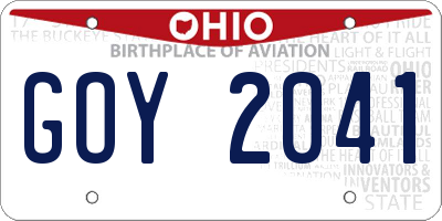 OH license plate GOY2041