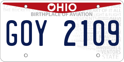 OH license plate GOY2109