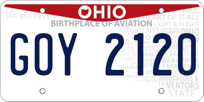 OH license plate GOY2120