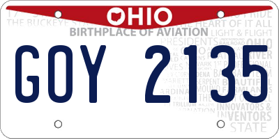 OH license plate GOY2135