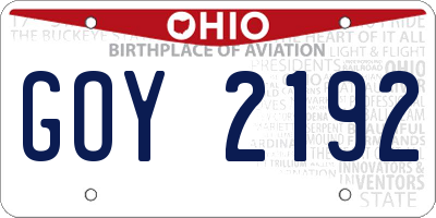 OH license plate GOY2192
