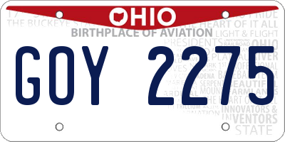 OH license plate GOY2275