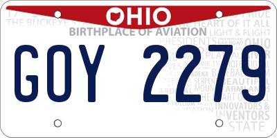 OH license plate GOY2279