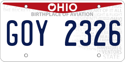 OH license plate GOY2326