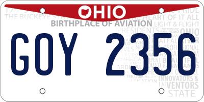 OH license plate GOY2356