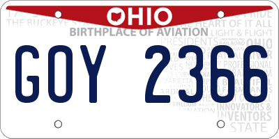 OH license plate GOY2366