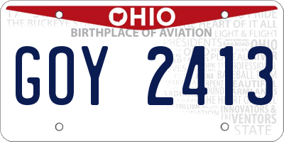 OH license plate GOY2413