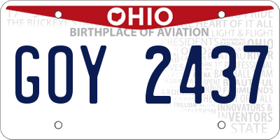 OH license plate GOY2437