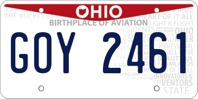 OH license plate GOY2461