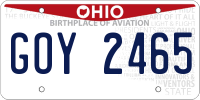 OH license plate GOY2465