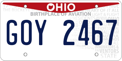 OH license plate GOY2467