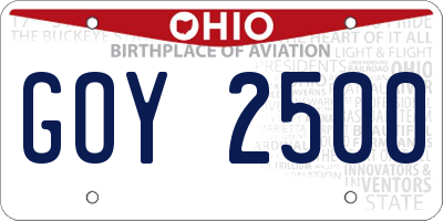 OH license plate GOY2500