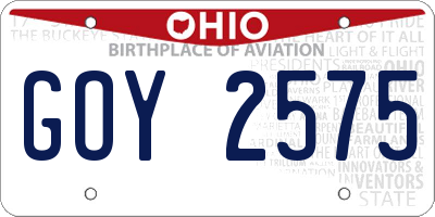 OH license plate GOY2575