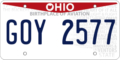 OH license plate GOY2577