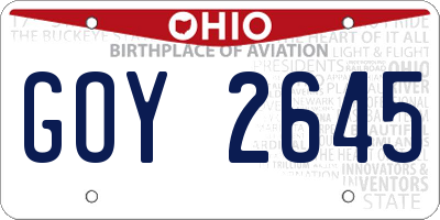 OH license plate GOY2645