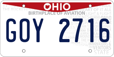 OH license plate GOY2716