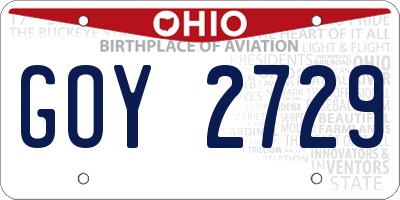 OH license plate GOY2729