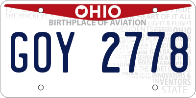 OH license plate GOY2778