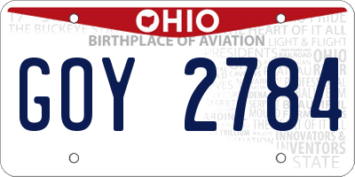 OH license plate GOY2784