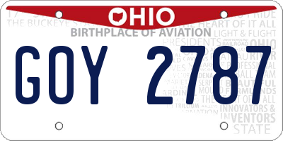 OH license plate GOY2787