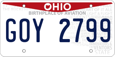 OH license plate GOY2799