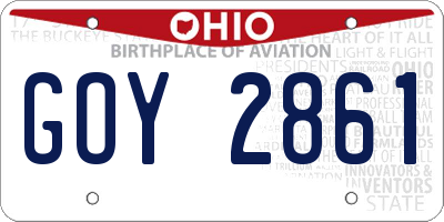 OH license plate GOY2861