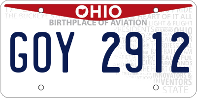 OH license plate GOY2912