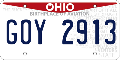 OH license plate GOY2913