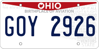 OH license plate GOY2926
