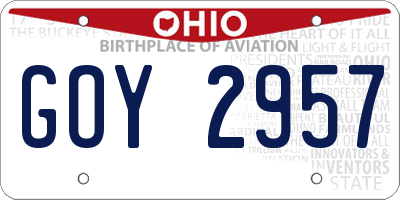 OH license plate GOY2957