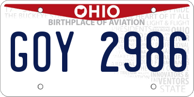 OH license plate GOY2986