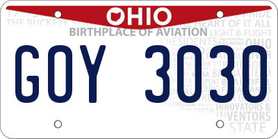 OH license plate GOY3030