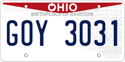 OH license plate GOY3031