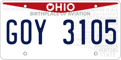 OH license plate GOY3105