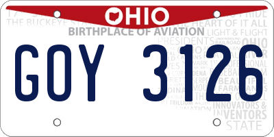 OH license plate GOY3126