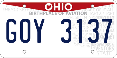 OH license plate GOY3137