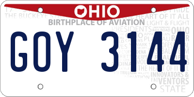 OH license plate GOY3144