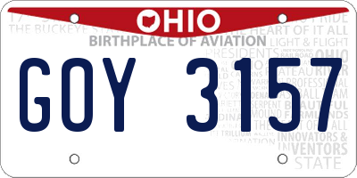 OH license plate GOY3157