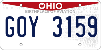 OH license plate GOY3159