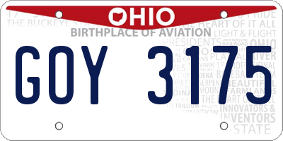 OH license plate GOY3175