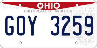 OH license plate GOY3259