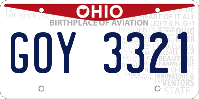 OH license plate GOY3321